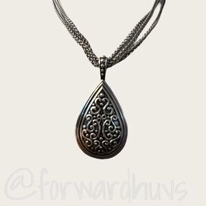 Lia Sophia Silver Tone Necklace with Tear Shaped Pendant